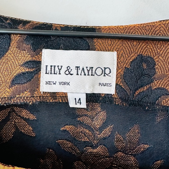 Vintage Brown & Black Metallic Contrasting Panel Jacquard Vest By Lily & Taylor - Picture 4 of 9